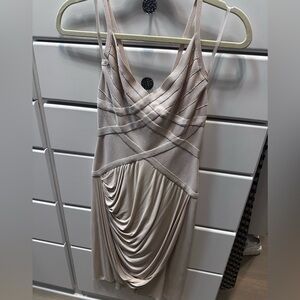 Authentic Herve Leger Cream Backless Draped Dress- limited edition- new w tag